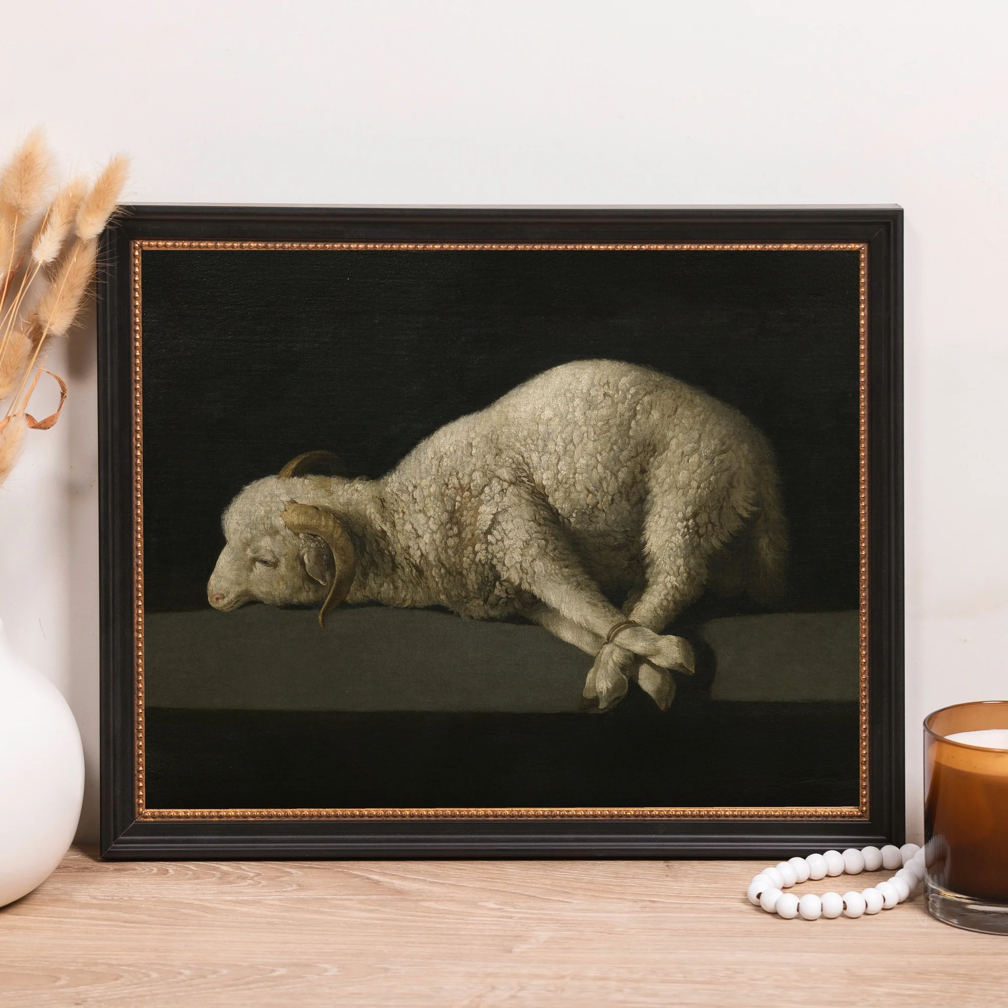 de Zurbaran's Agnus Dei Framed Canvas - Sacred Classics Collection