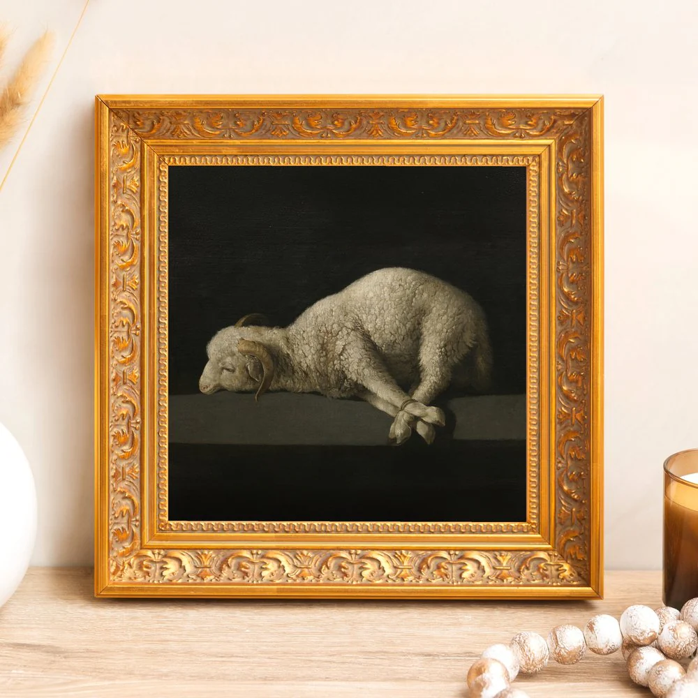 de Zurbaran's Agnus Dei Framed Canvas - Sacred Mini Collection