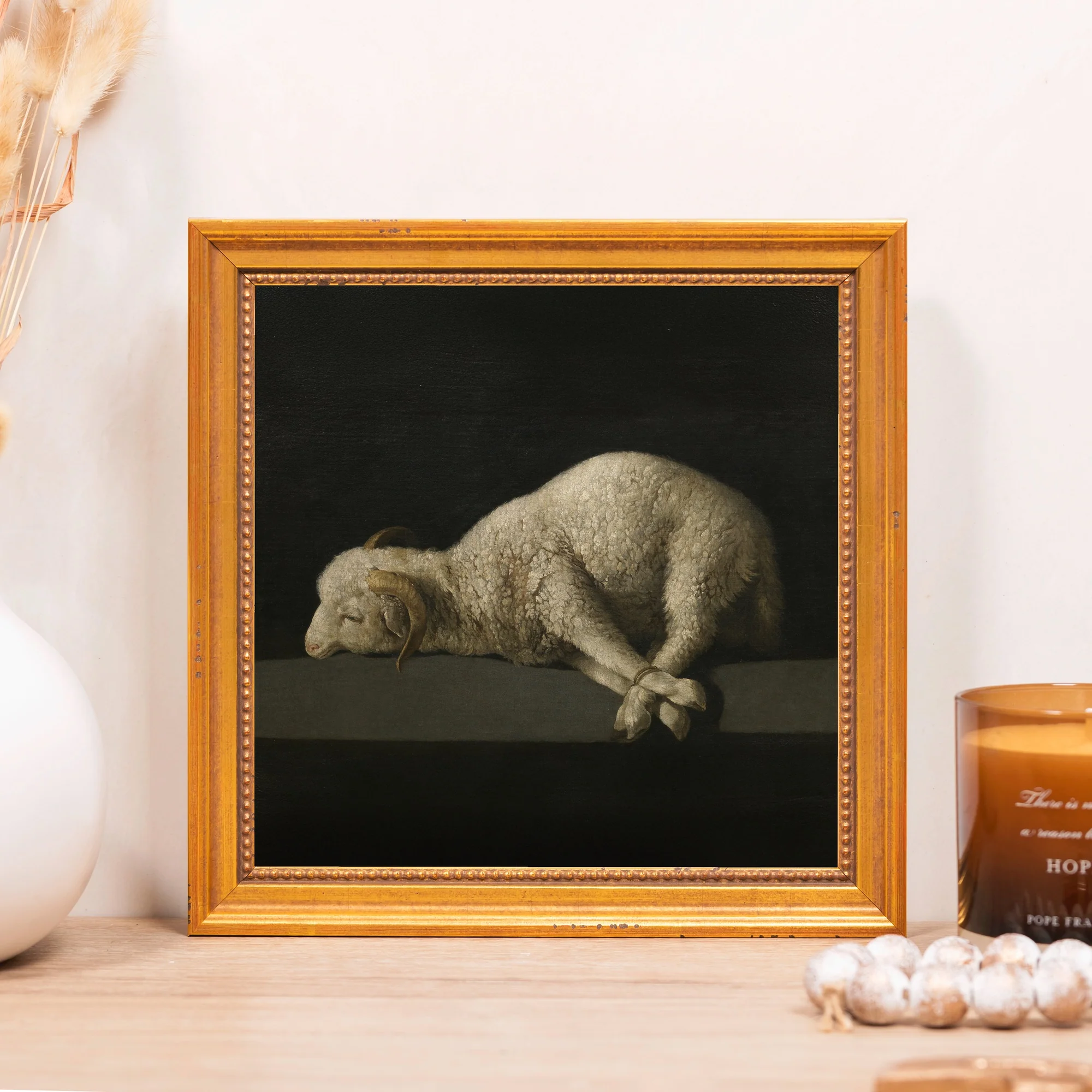 de Zurbaran's Agnus Dei Framed Canvas - Sacred Mini Collection - Image 8
