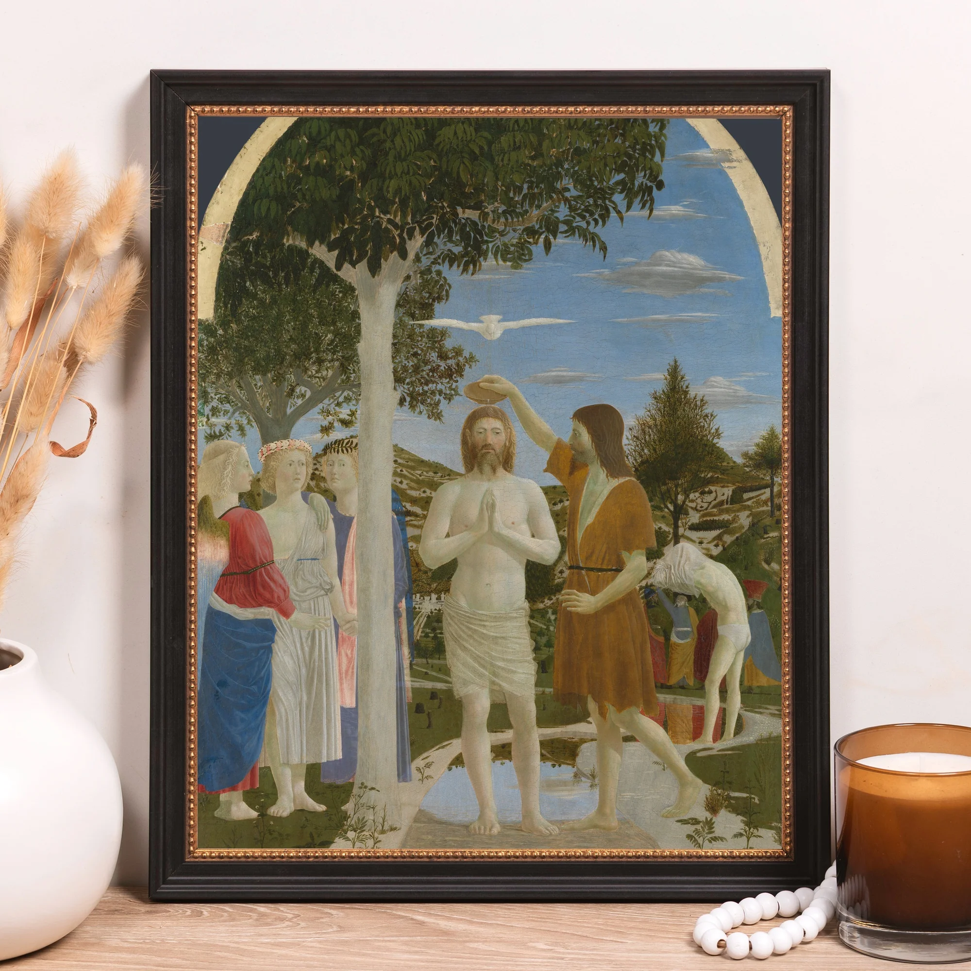 della Francesca's Baptism of Christ Framed Canvas - Sacred Classics Collection