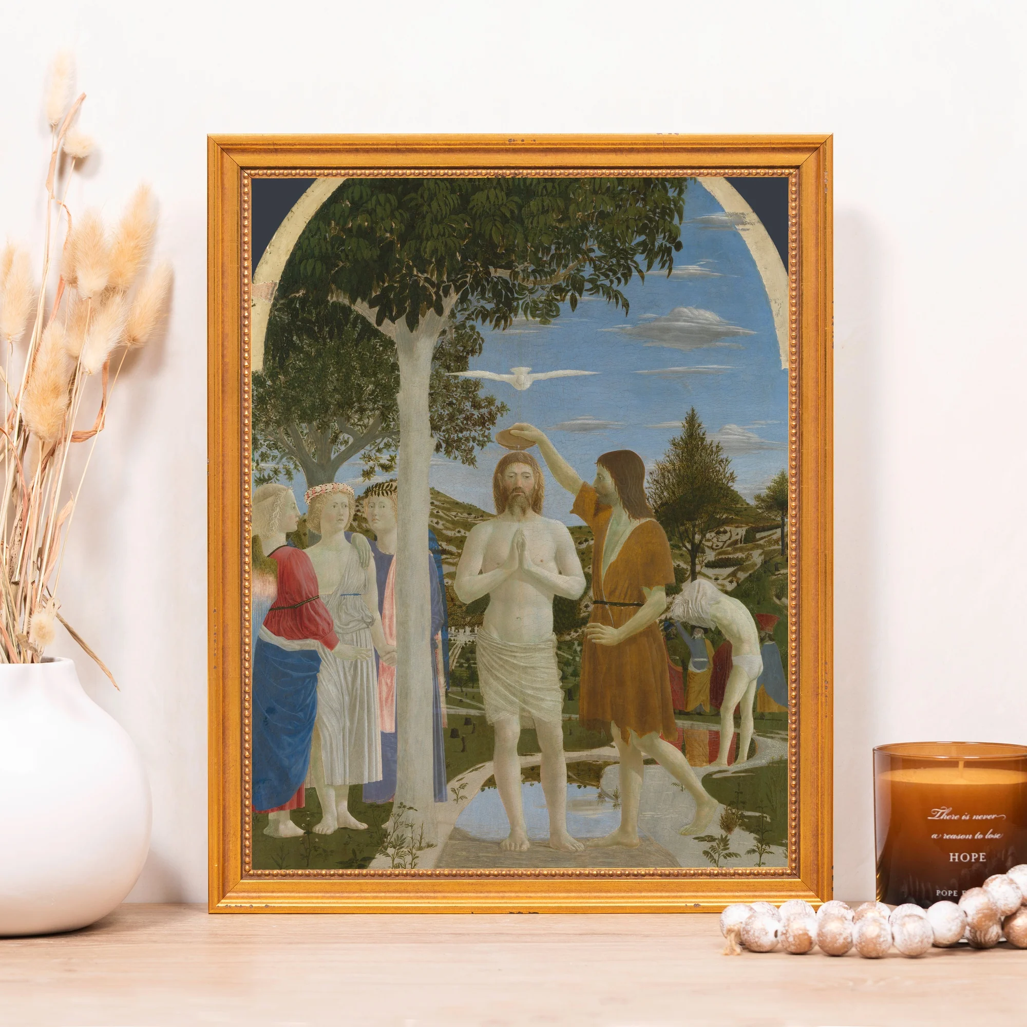 della Francesca's Baptism of Christ Framed Canvas - Sacred Classics Collection - Image 4