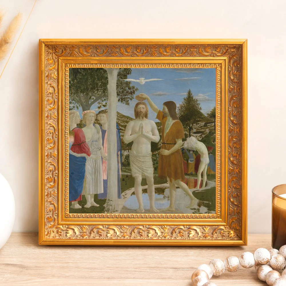 della Francesca's Baptism of Christ Framed Canvas - Sacred Mini Collection