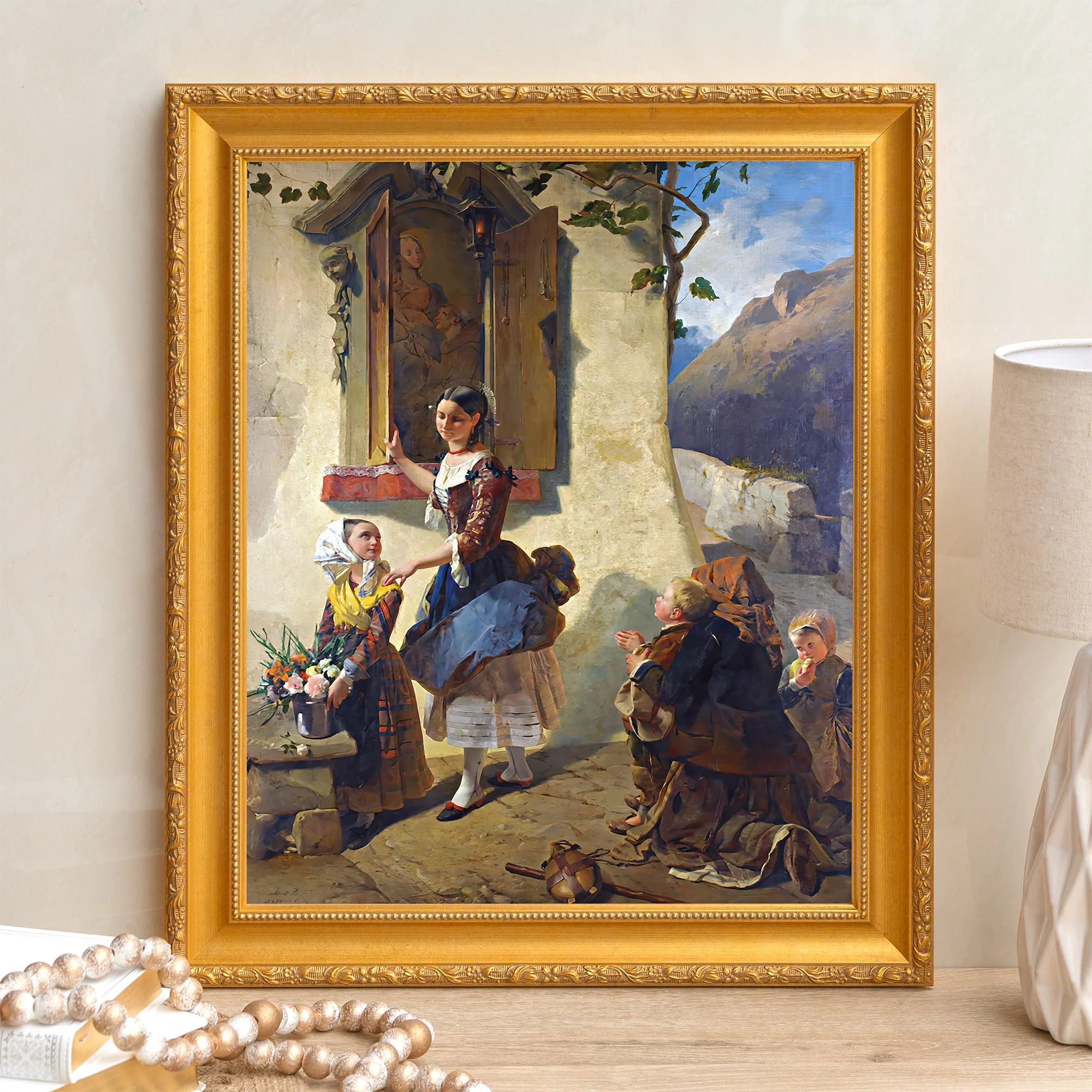 Devotion to an Image of the Virgin Mary Framed Canvas - Sacred Signature Collection - Image 4