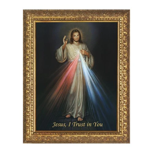 Divine Mercy Canvas in Ornate Gold Frame - Various Sizes - Image 3
