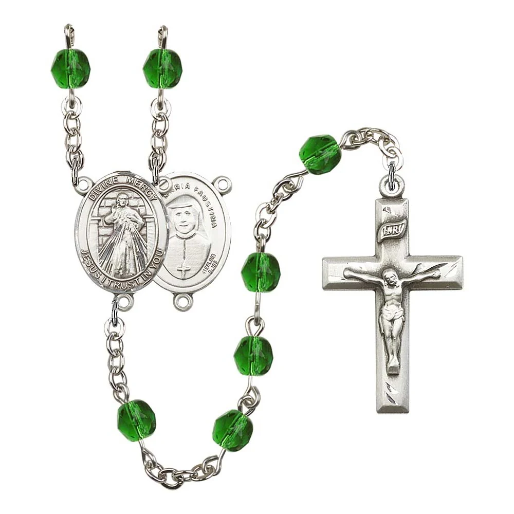 Divine Mercy Green May Rosary 6mm