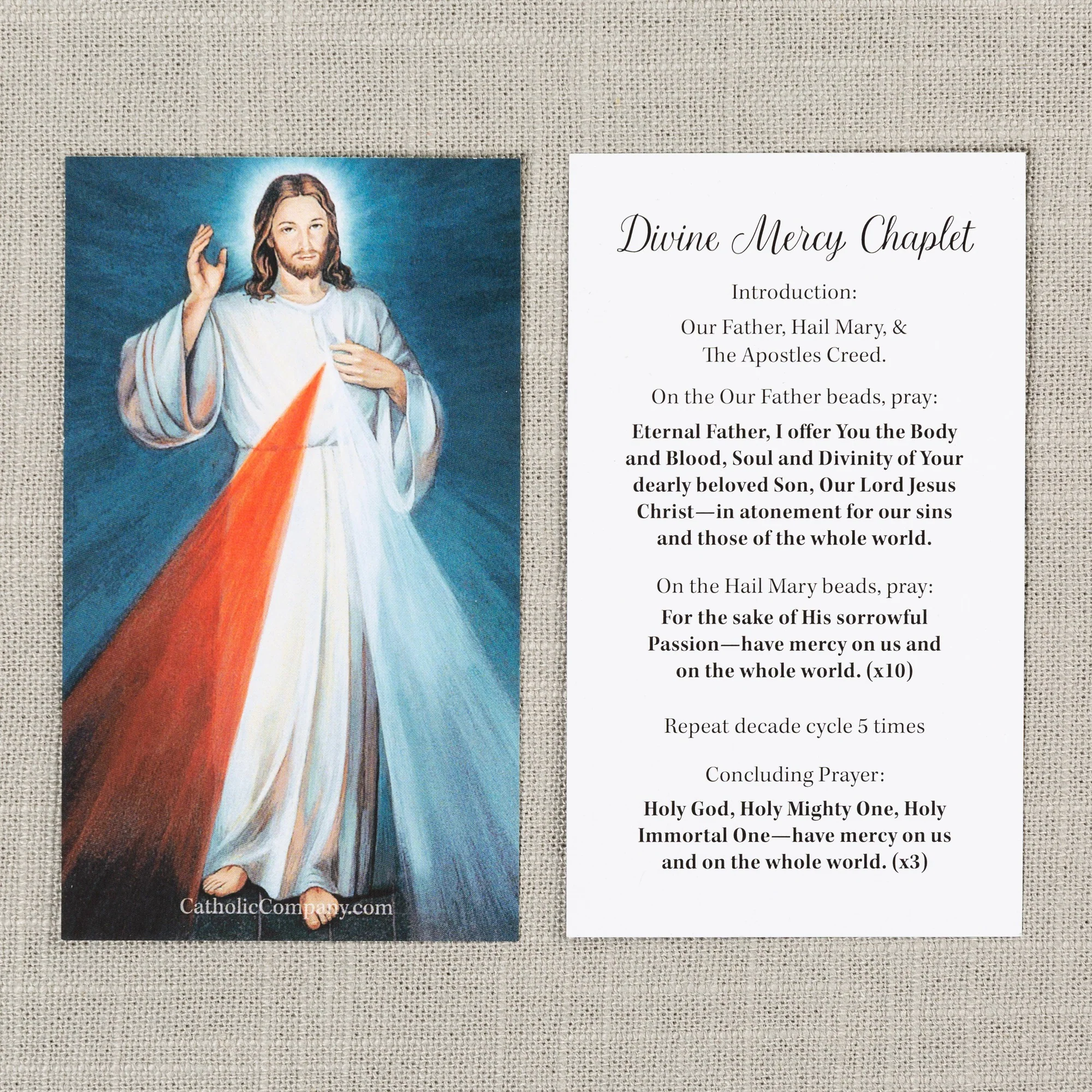 Divine Mercy Image and Chaplet Prayer Card