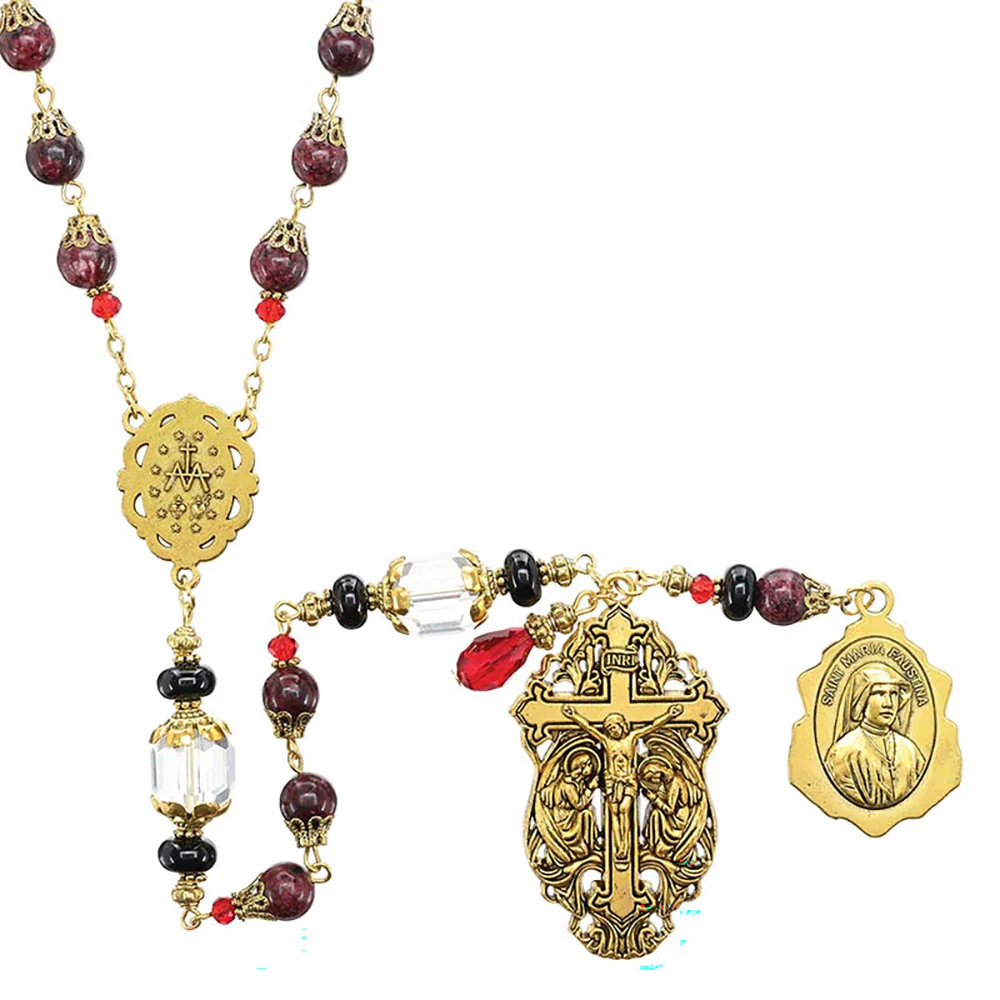 Divine Mercy Vintage Style Rosary - Image 4