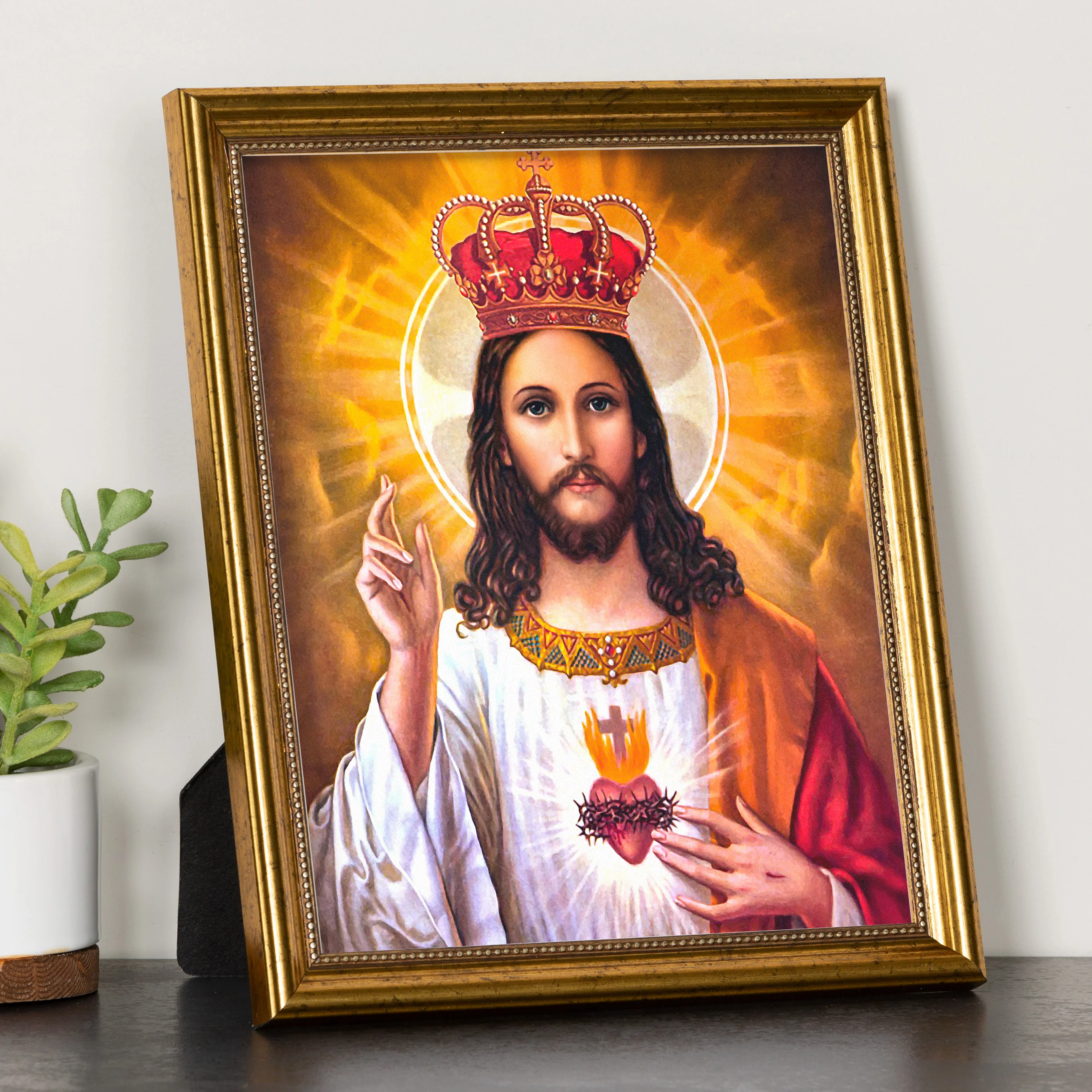 Eastern Influence Sacred Heart Gold Framed Print - Multiple Sizes - Image 2