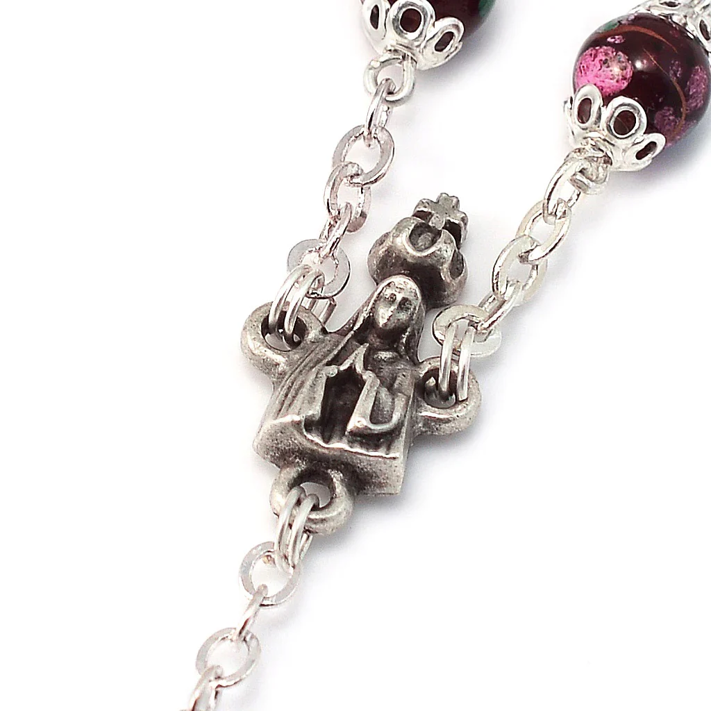 Fatima Crown Marbled Crimson Rosary - Image 5