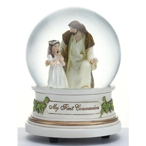 First Communion Girl with Jesus Glitterdome