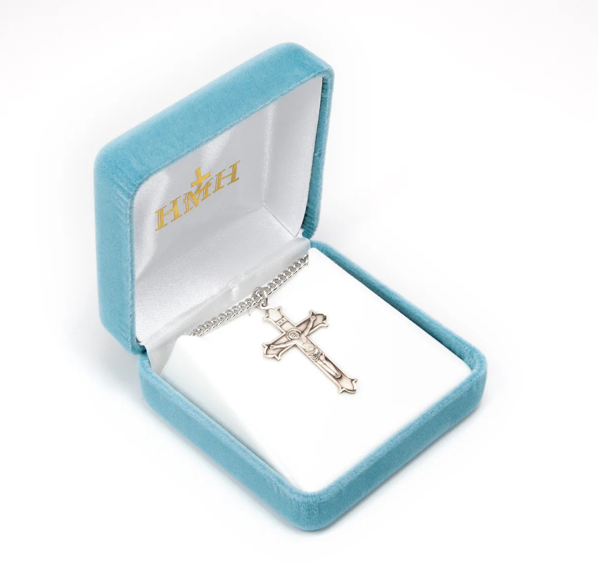 Fleur-de-lis Tipped Sterling Silver Crucifix Necklace - Image 2