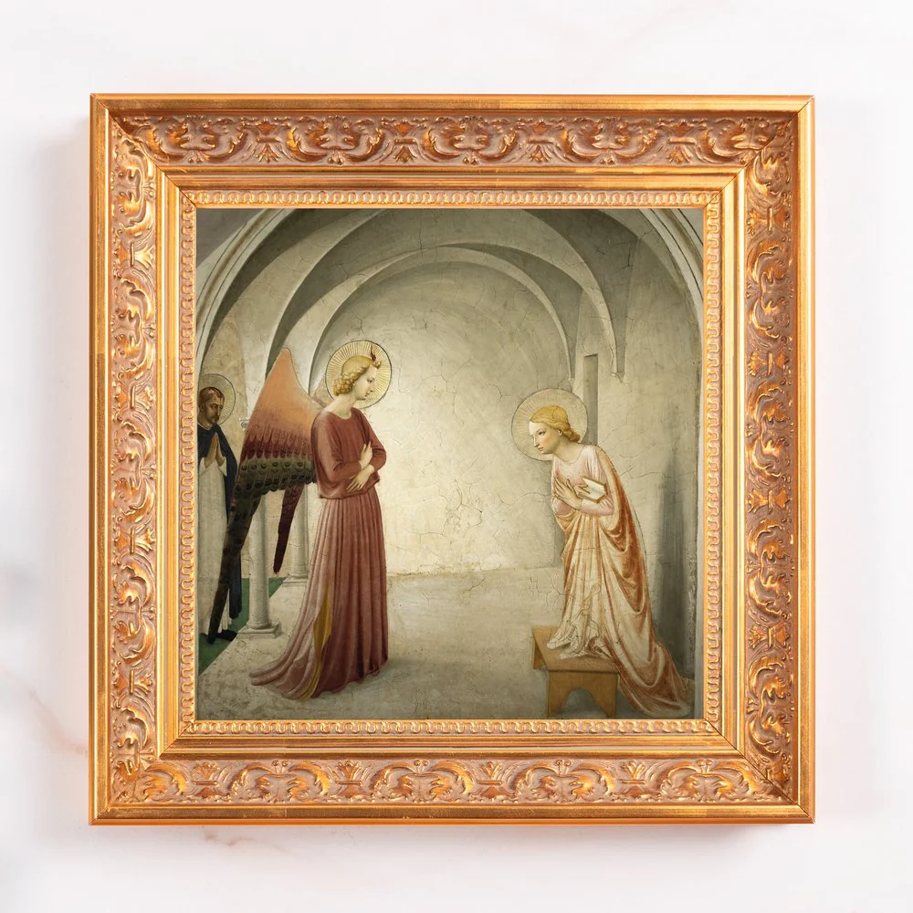 Fra Angelico's Annunciation Fresco Framed Canvas - Sacred Mini Collection - Image 2