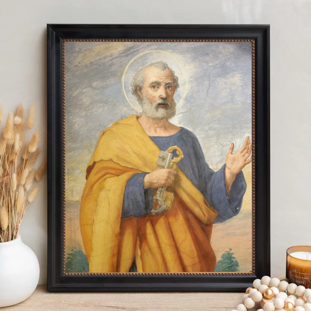 Fresco of St Peter Framed Canvas - Sacred Signature Collection - Image 12
