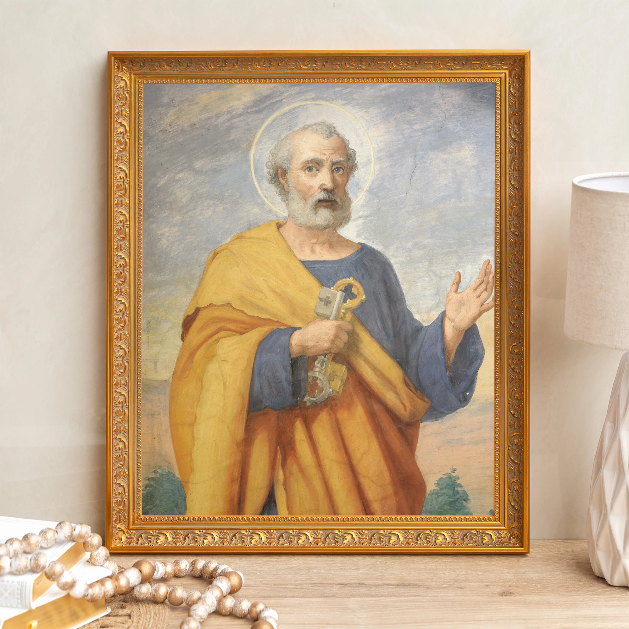 Fresco of St Peter Framed Canvas - Sacred Signature Collection - Image 5
