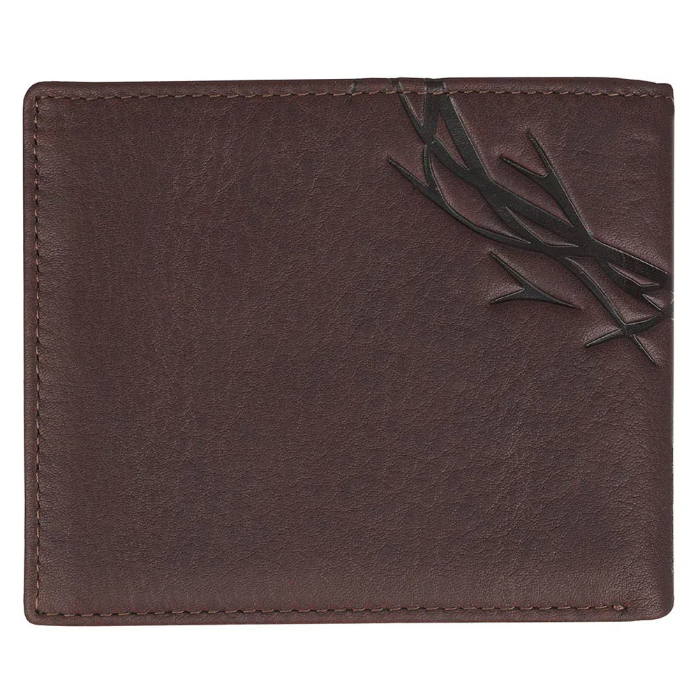Genuine Leather Brown Crown of Thorns Wallet - Image 5