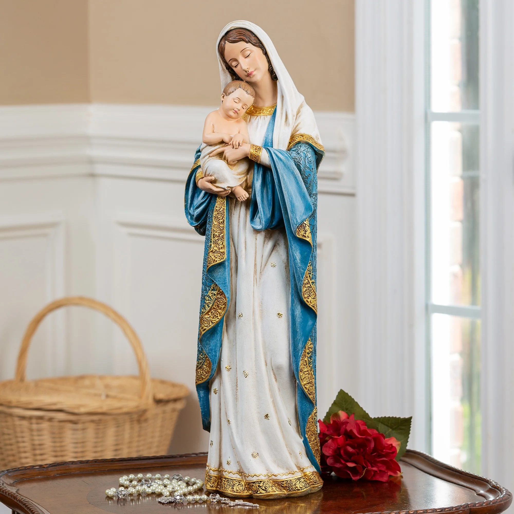 Gilded Madonna & Child Statue - Multiple Sizes - Image 4
