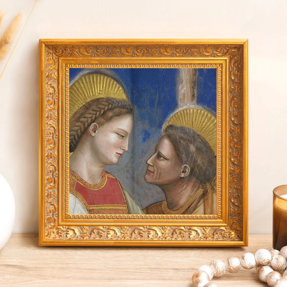 Giotto's Visitation (Detail) Framed Canvas - Sacred Mini Collection