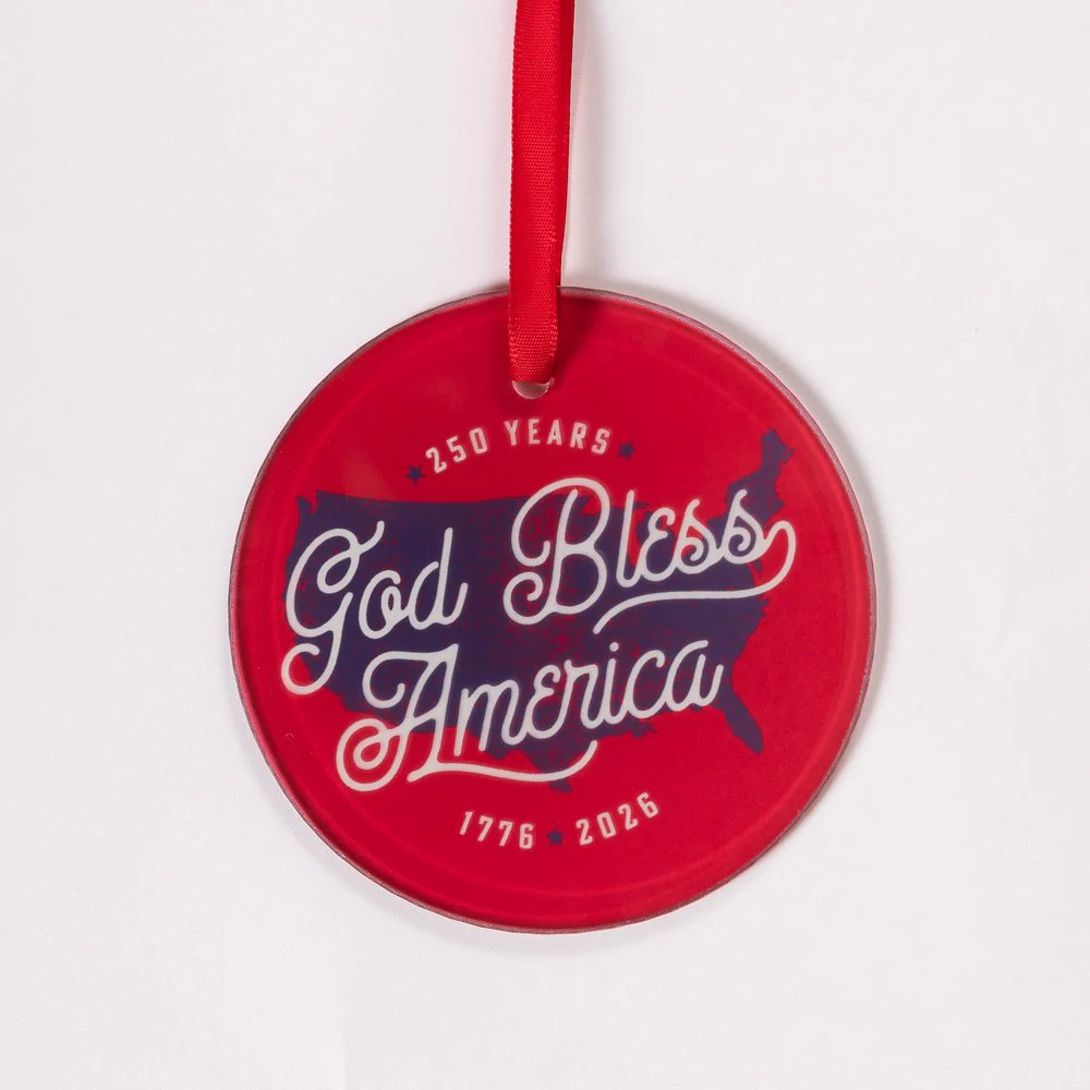 God Bless America 250th Commemorative Glass Ornament