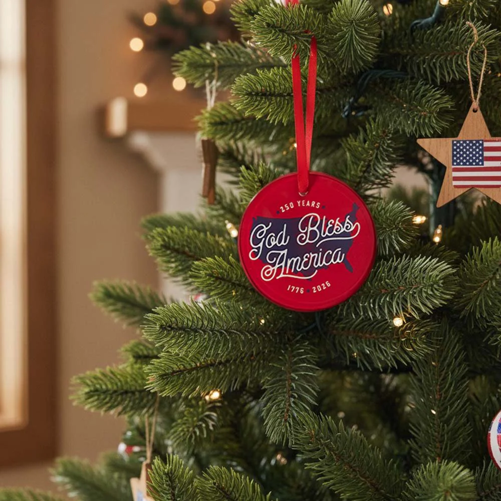 God Bless America 250th Commemorative Glass Ornament - Image 2