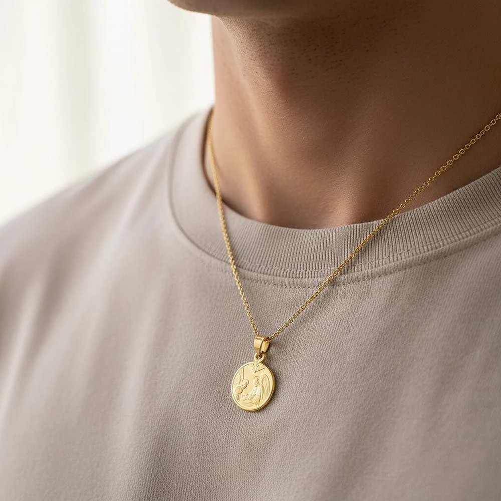 Gold Baptismal Medal Necklace - Image 4