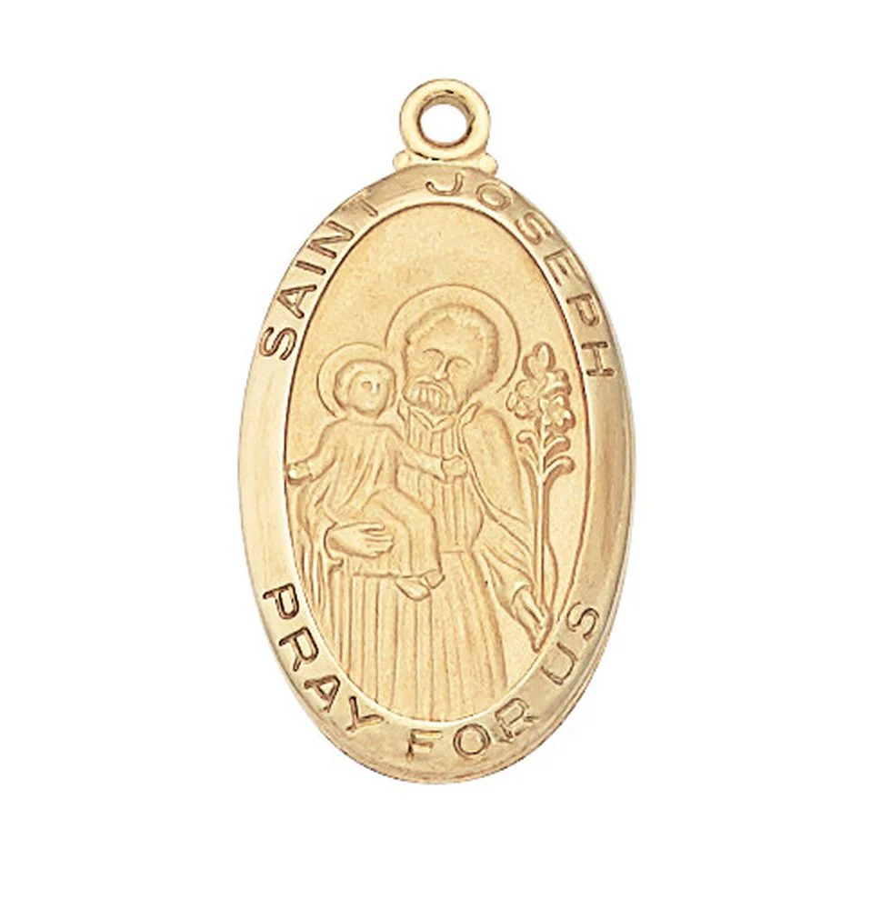 Gold Over Sterling Silver St. Joseph Medal Necklace - 24"