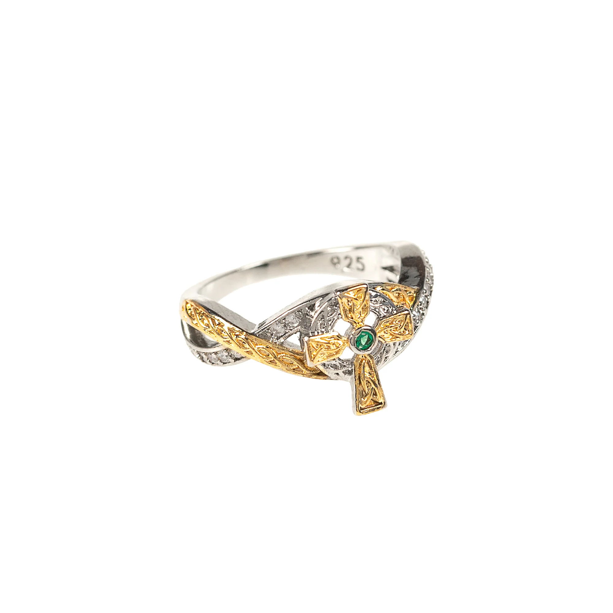 Gold Plated 2-Tone Celtic Cross Ring - Multiple Sizes - Image 2