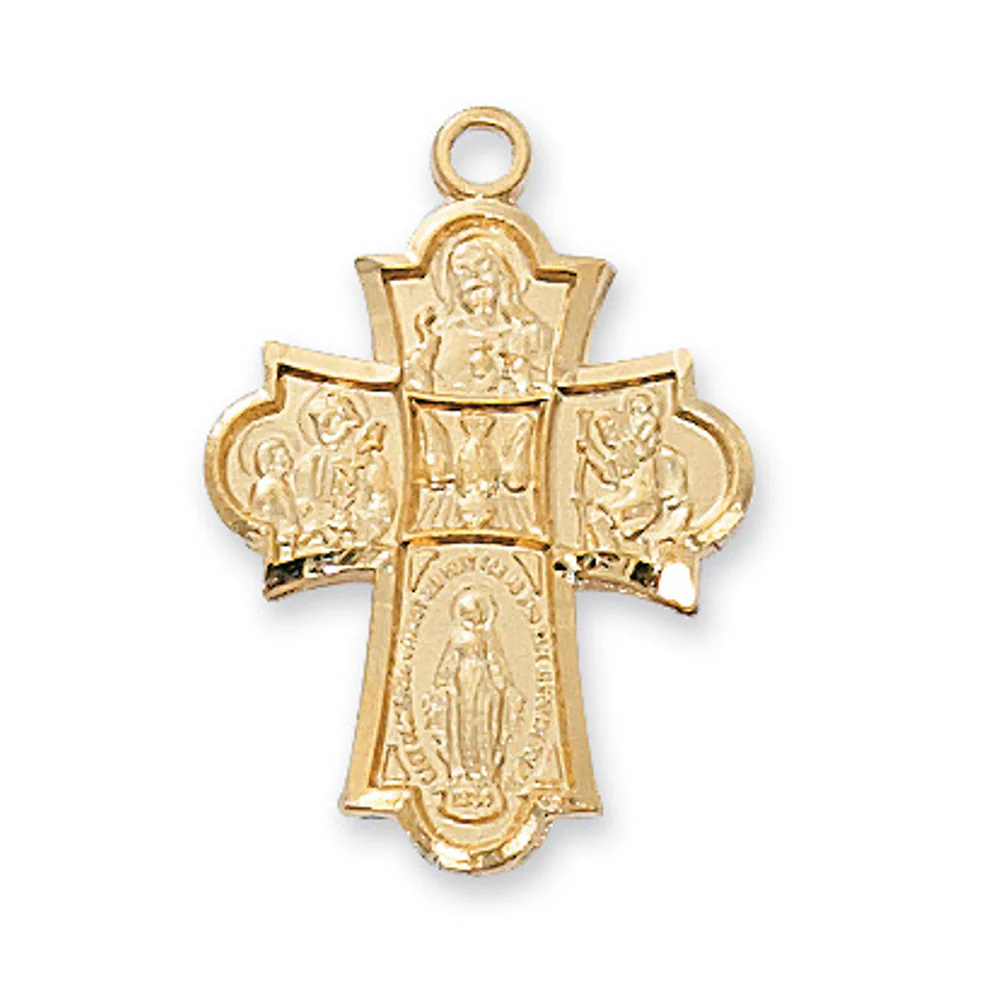 Gold Plated 4-Way Cross Necklace - 18"