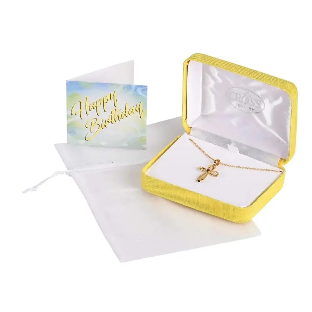 Gold Plated Birthstone Mobius Cross Necklace - Image 2