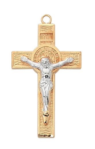 Gold & Sterling Crucifix Necklace - Image 3