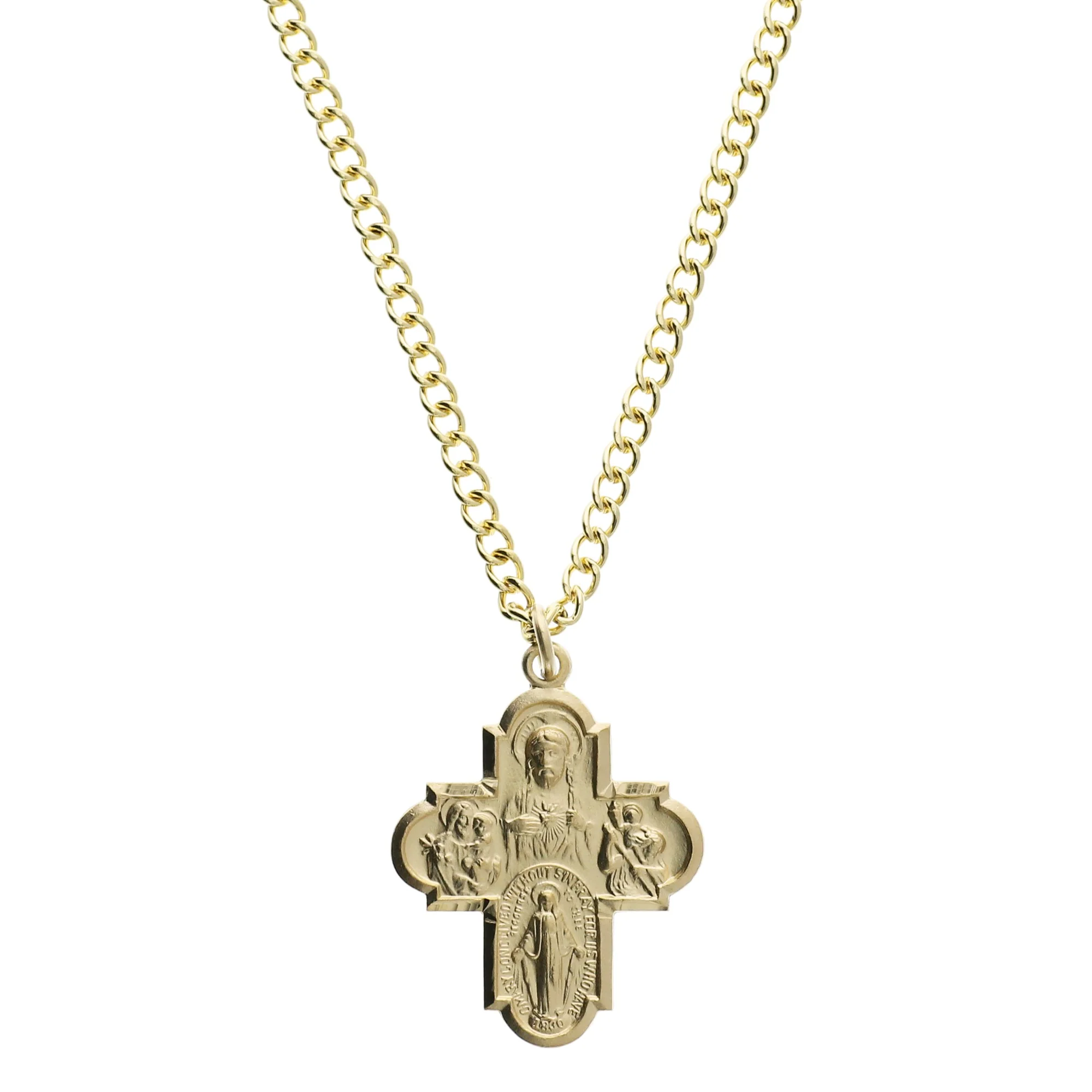 Gold/Sterling Silver Four-Way Medal with 24 inch chain