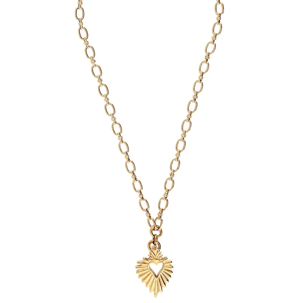 Gold Sunburst Sacred Heart Statement Necklace - Image 2