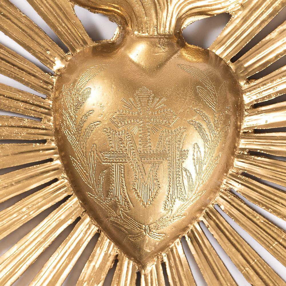 Gold Sunburst Sacred Heart Wall Plaque - 6.75" - Image 2