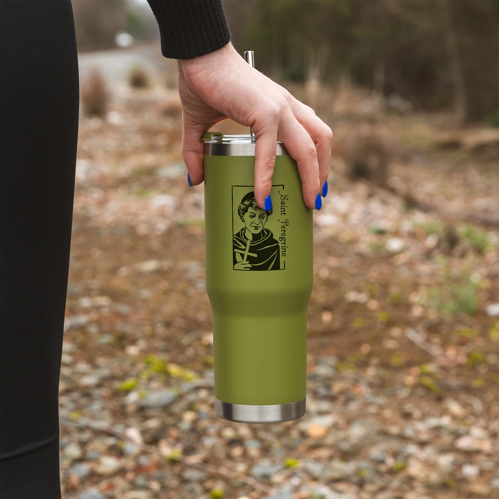 Green St. Peregrine Stainless Steel Tumbler with Straw - Image 3