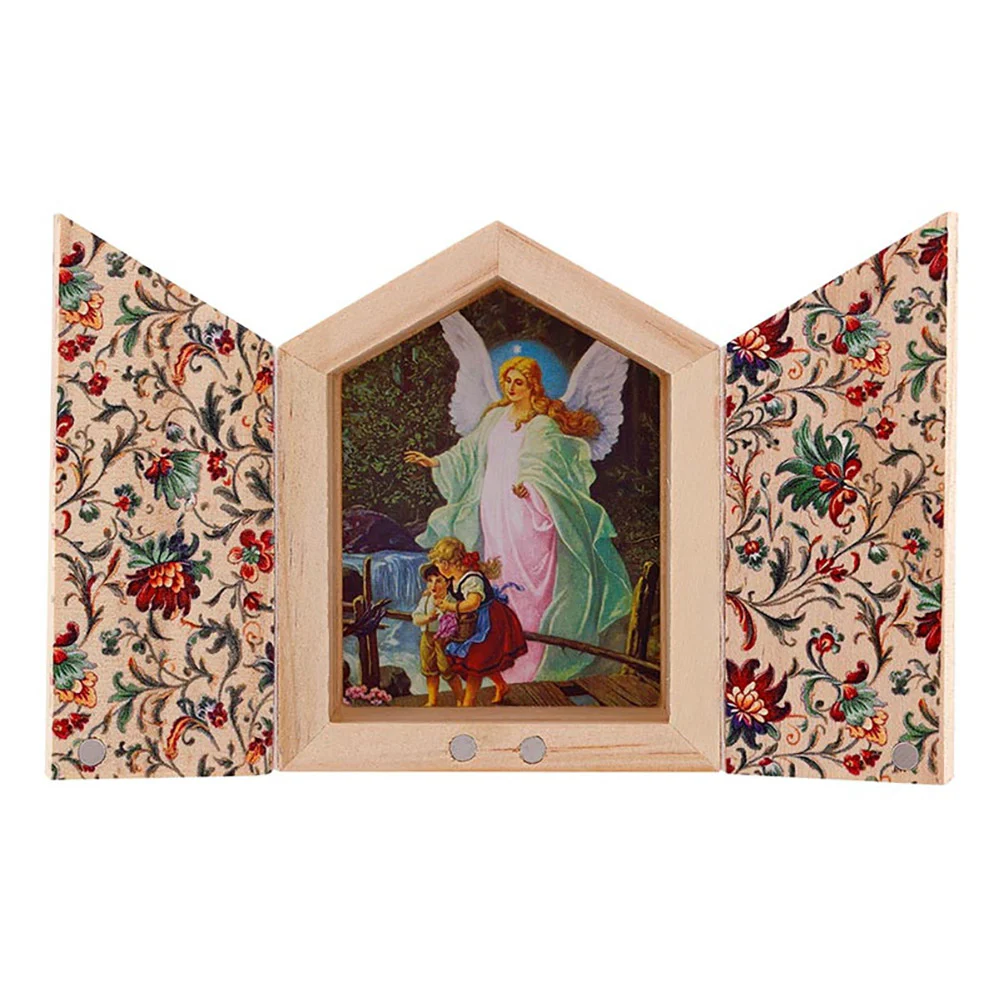Guardian Angel Miniature Wooden Triptych