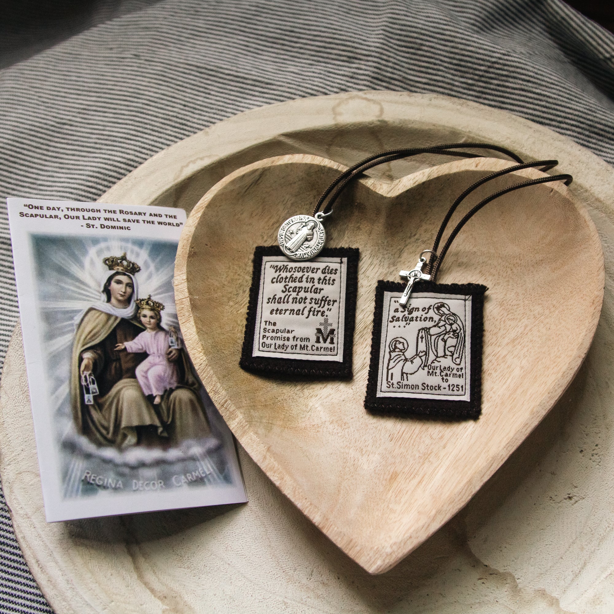 Handmade Brown Scapular with Brown Cord & Benedict Medals - Image 2