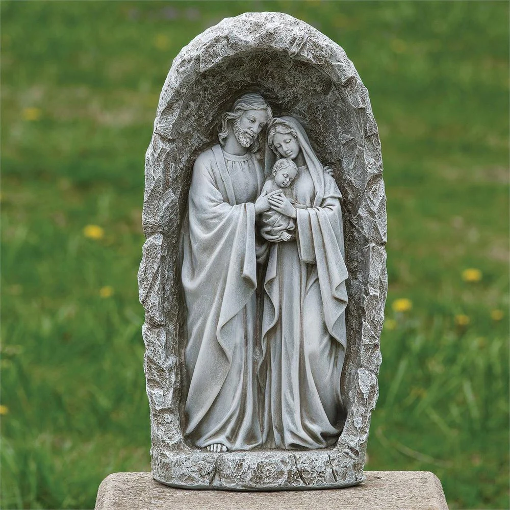 Holy Family Solar Outdoor Grotto Statue - 19"