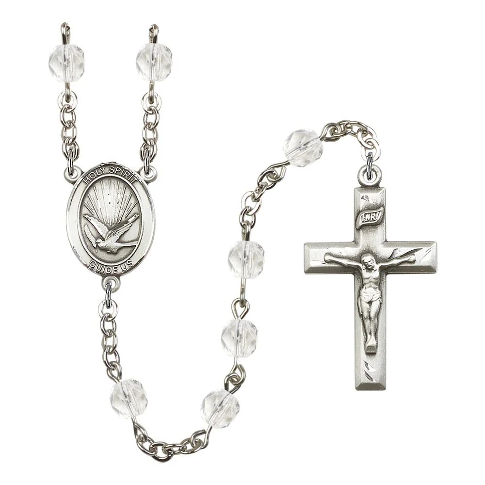 Holy Spirit Crystal April Rosary 6mm (Made in US)