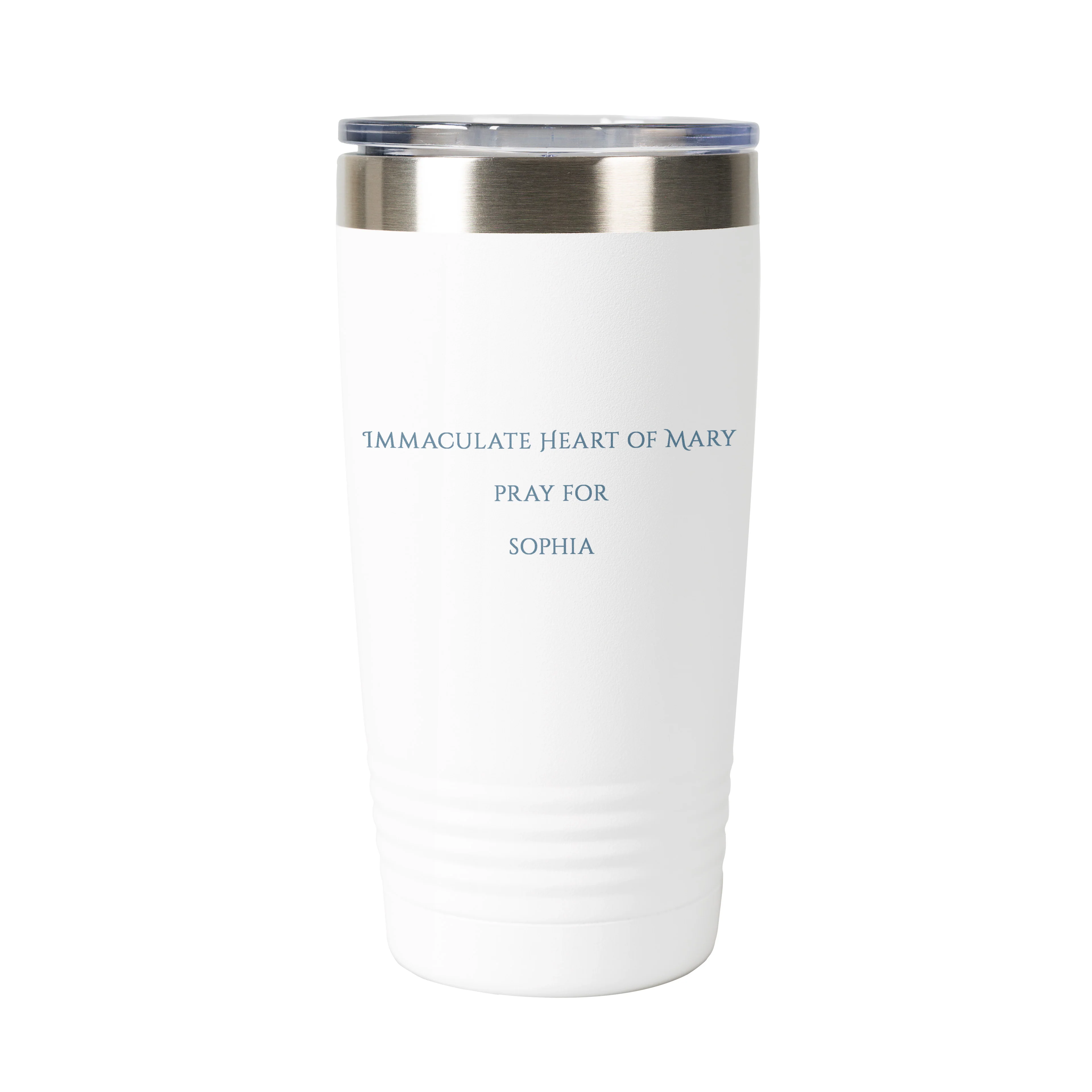 Immaculate Heart of Mary Personalized 20 oz. White Tumbler - Image 3