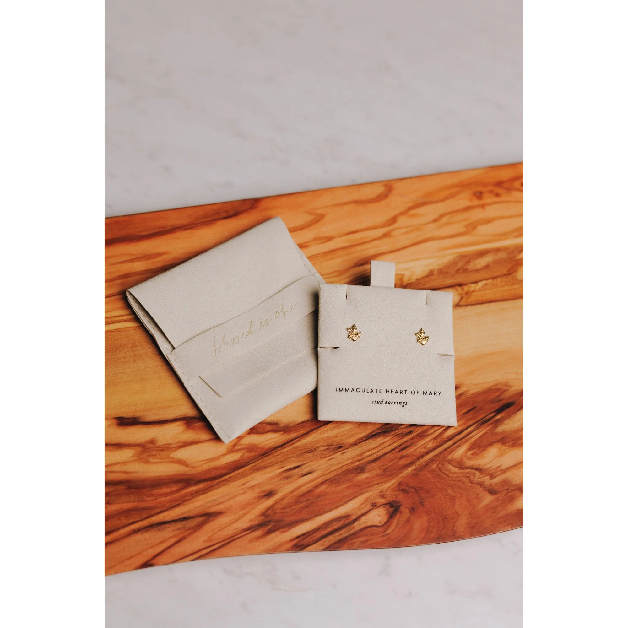 Immaculate Heart of Mary Stud Earrings - Gold or Silver
