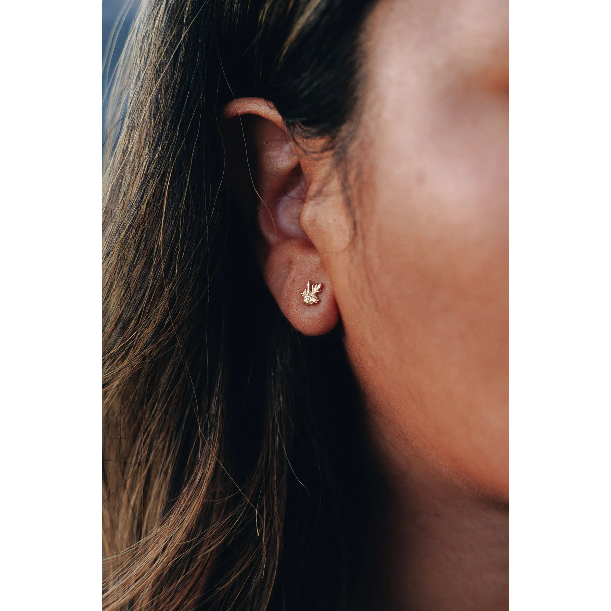 Immaculate Heart of Mary Stud Earrings - Gold or Silver - Image 3
