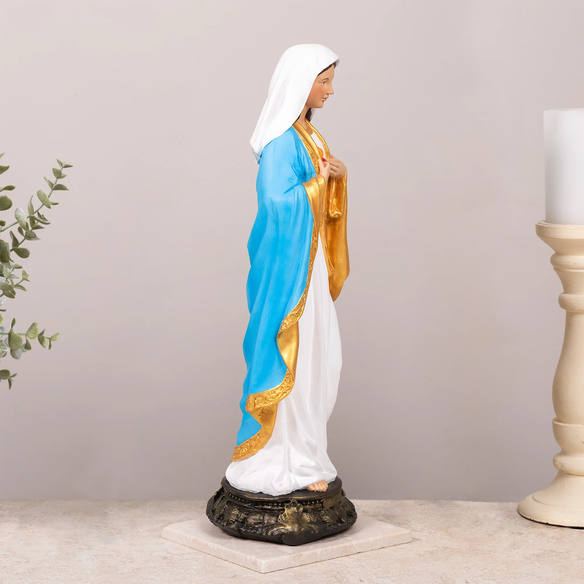 Immaculate Heart Statue - White or Hand Painted - 15" - Image 6