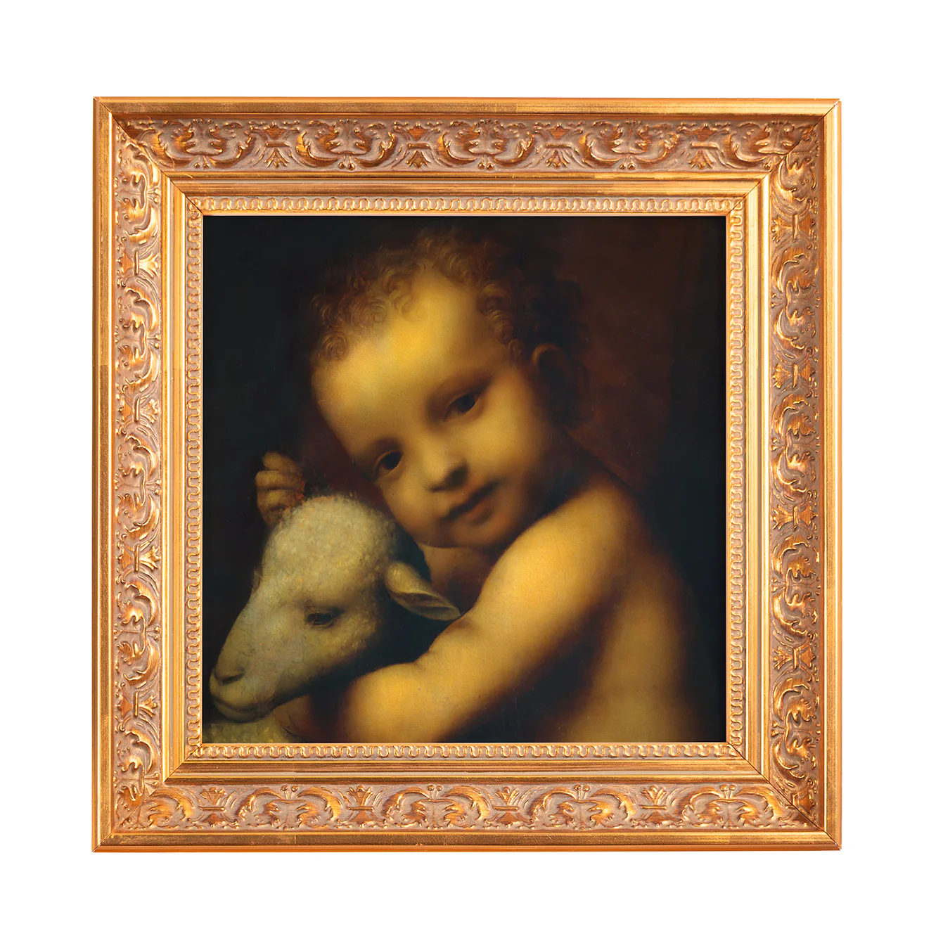 Infant Jesus with a Lamb Framed Canvas - Sacred Mini Collection - Image 2