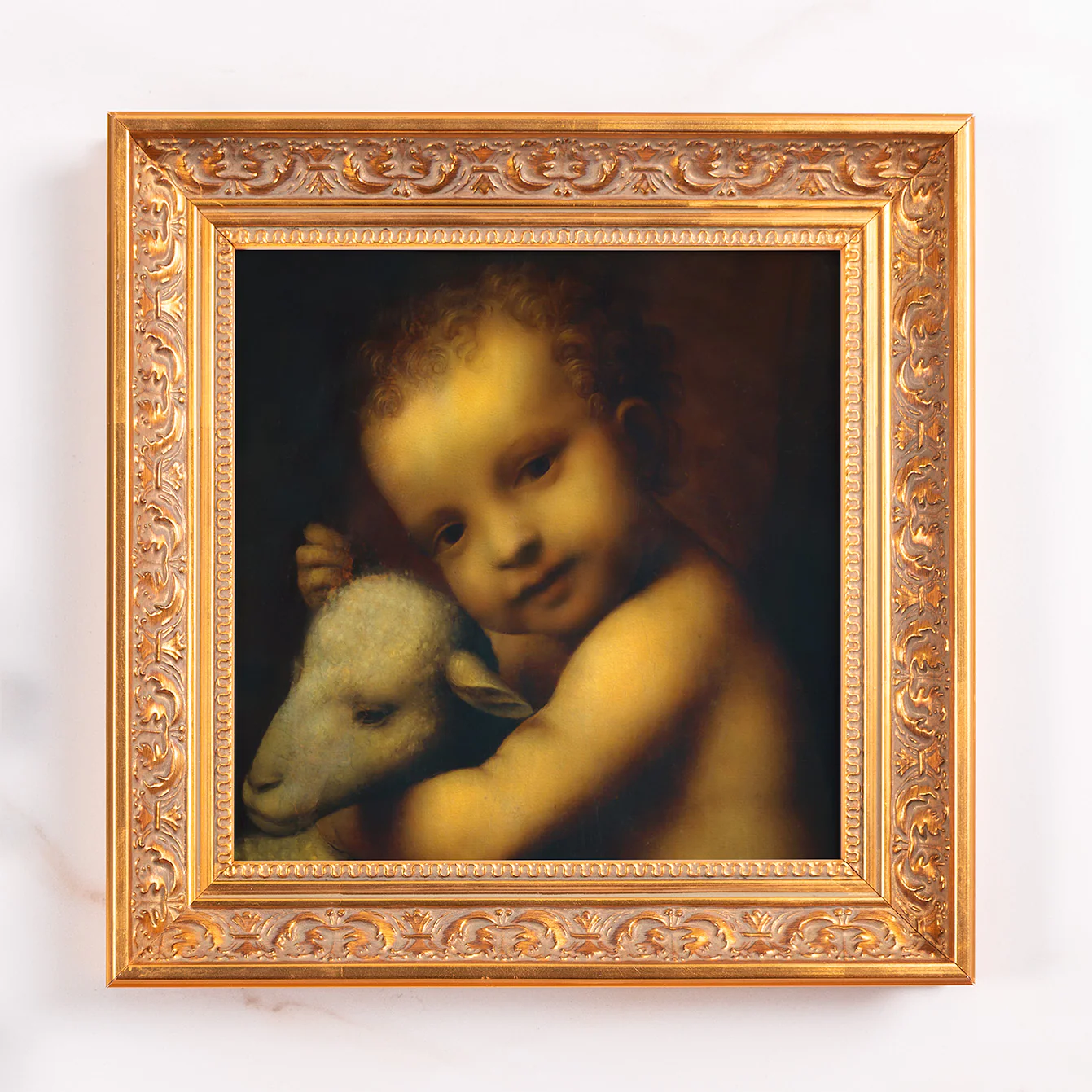 Infant Jesus with a Lamb Framed Canvas - Sacred Mini Collection - Image 9