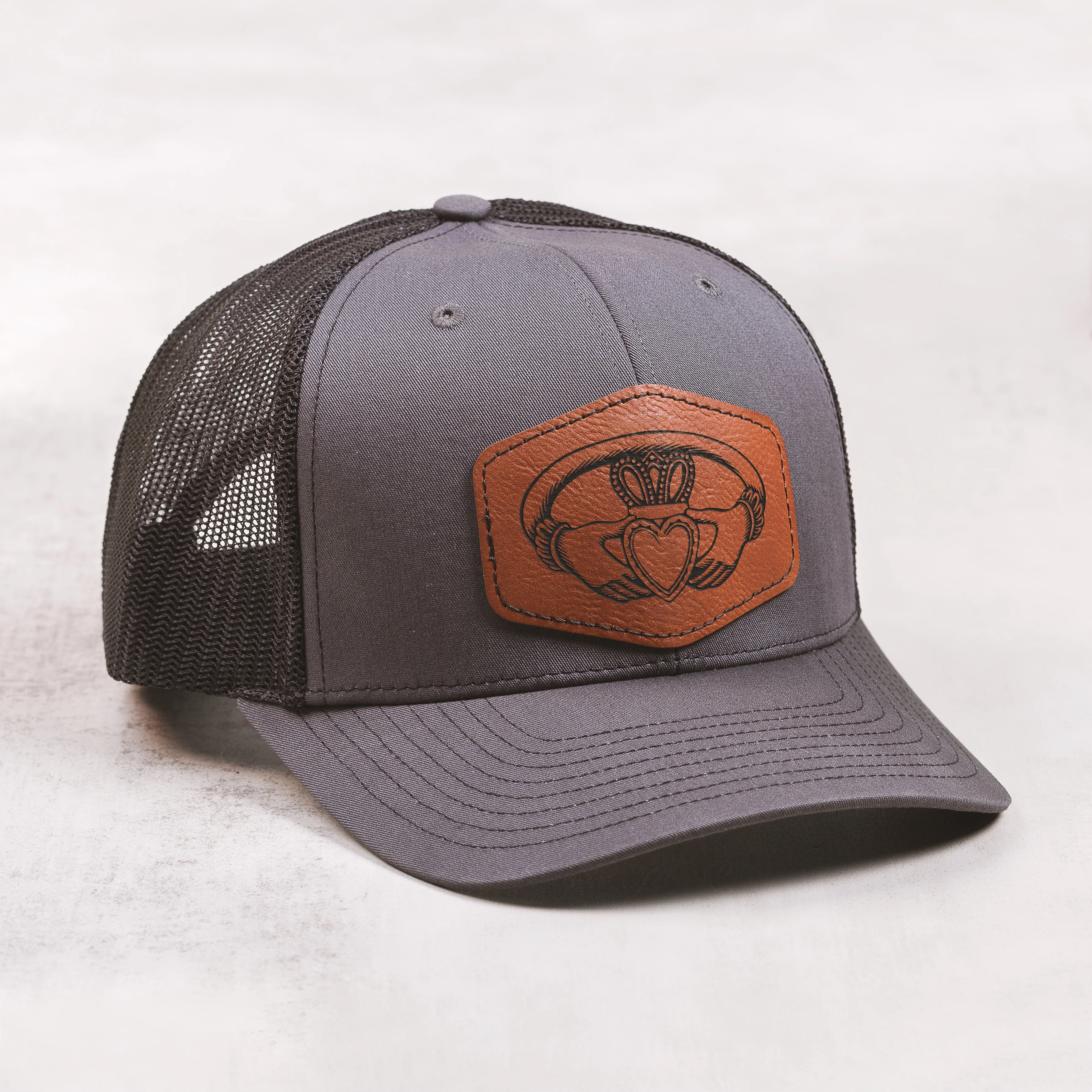 Irish Claddagh Leather Patch Ball Cap