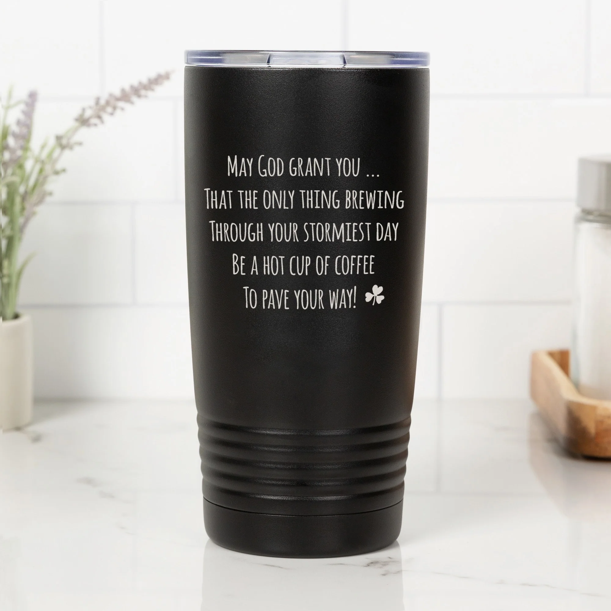 Irish Coffee Drinker's Blessing Insulated Black 20oz Tumbler - Image 3