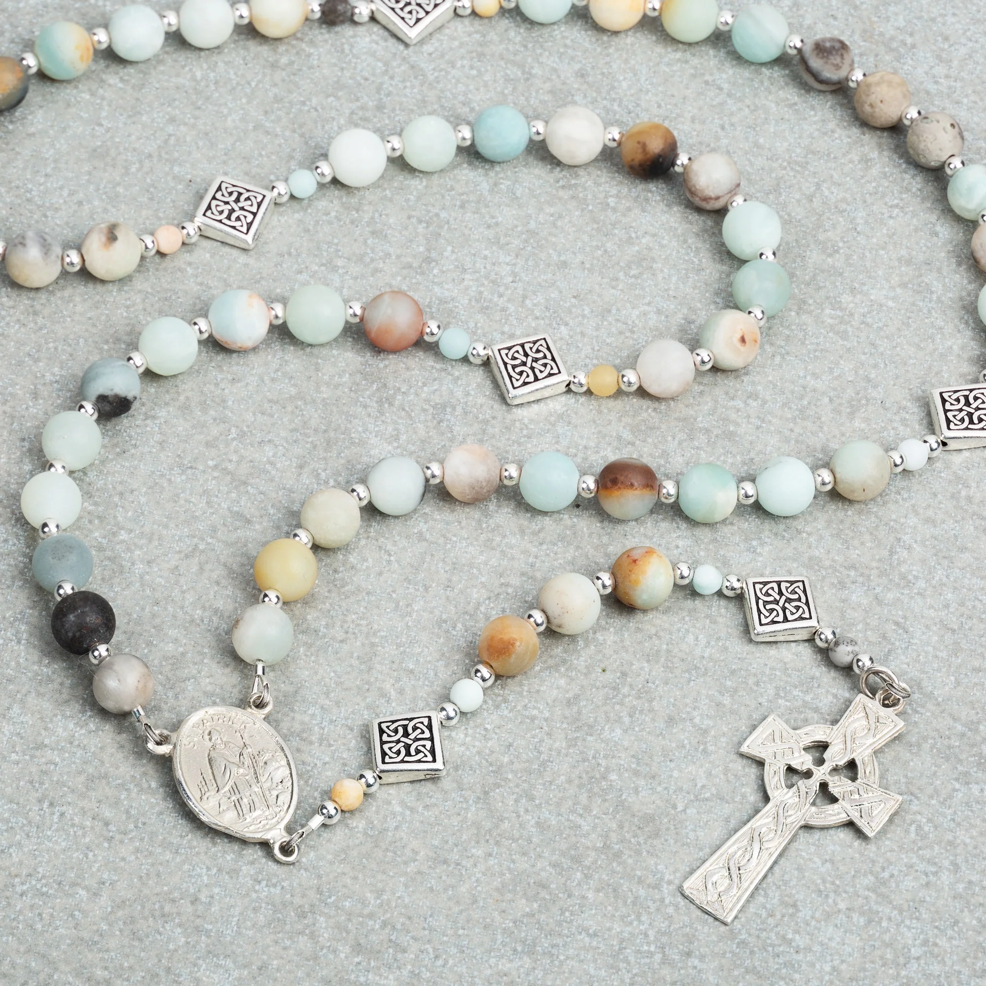 Irish Rosary with Sterling Silver Centerpiece and Cross