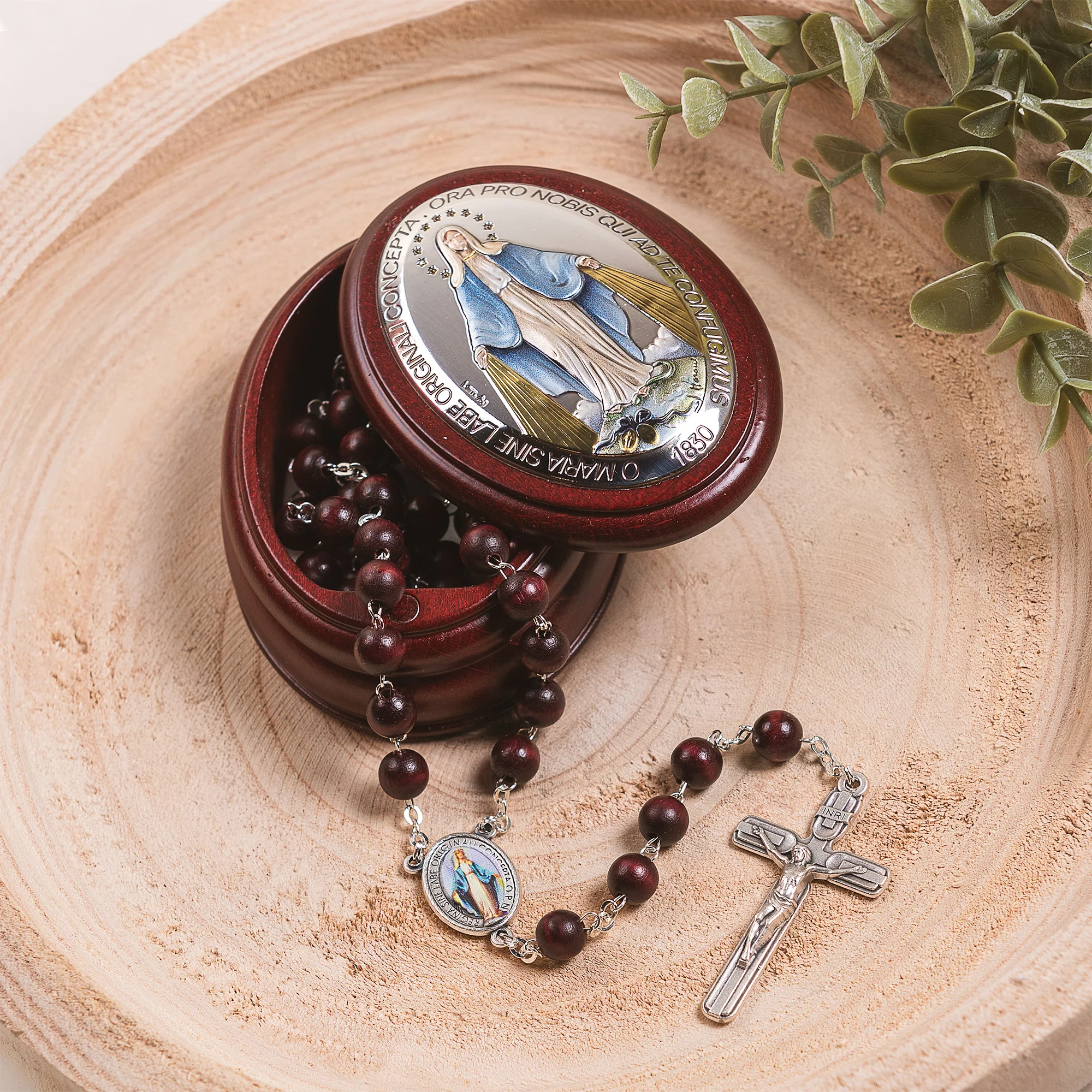 Itailan Miraculous Medal Rosary Box & Rosary Set - Image 4