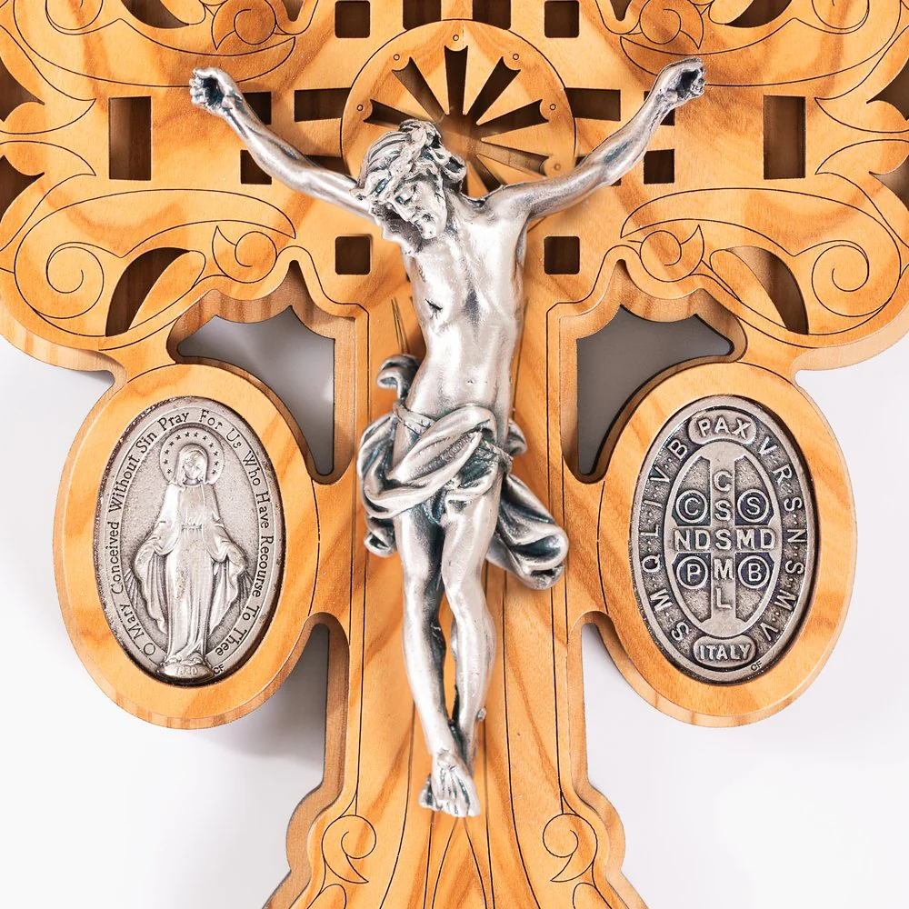 Italian Laser Cut Pardon Wall Crucifix - 9.45" - Image 3