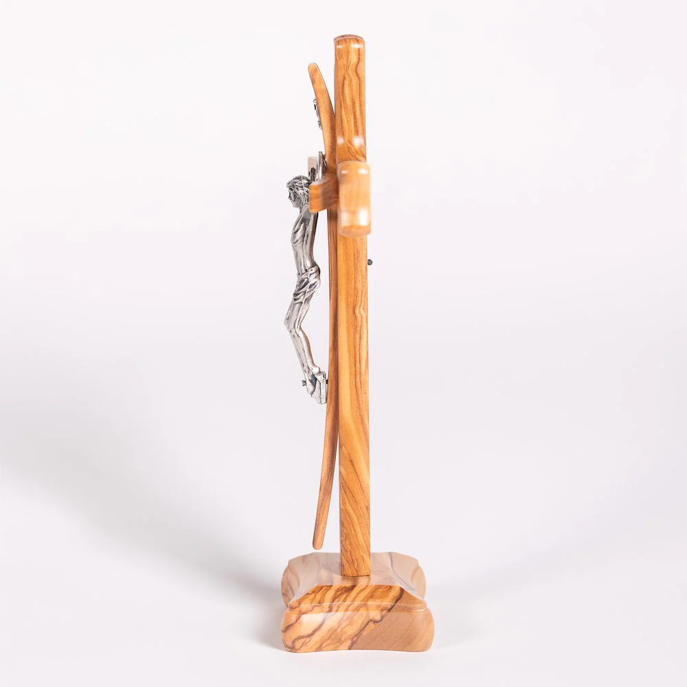 Italian Olive Wood St. Benedict Standing Crucifix - 9" - Image 3