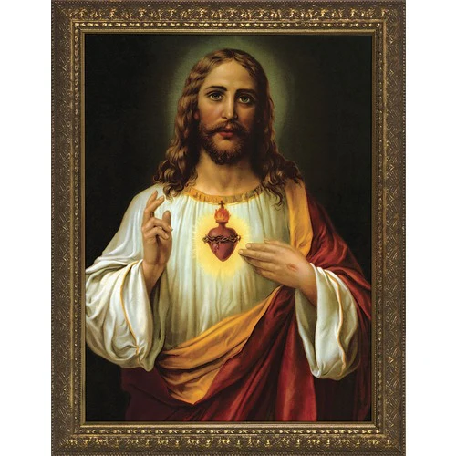 Italian Sacred Heart in Gold Frame - Various Sizes